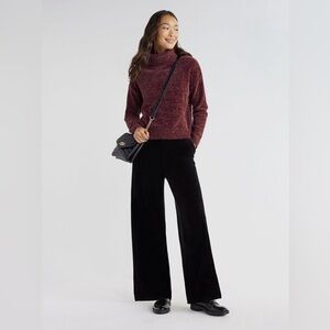 Time and Tru Women's Mid Rise Wide Leg Satin Trousers with Pockets